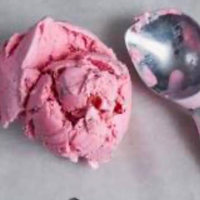 SCOOP OF STRAWBERRY ICE CREAM.