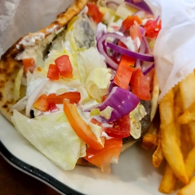 CHICKEN GYRO ON PITA.