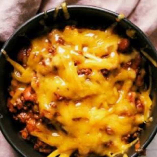 CROCK OF CHILI.