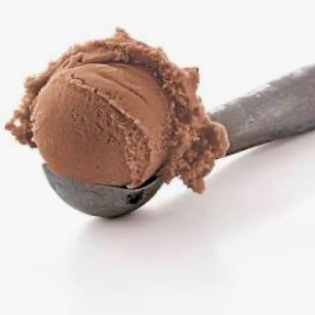 SCOOP OF CHOCOLATE ICE CREAM.