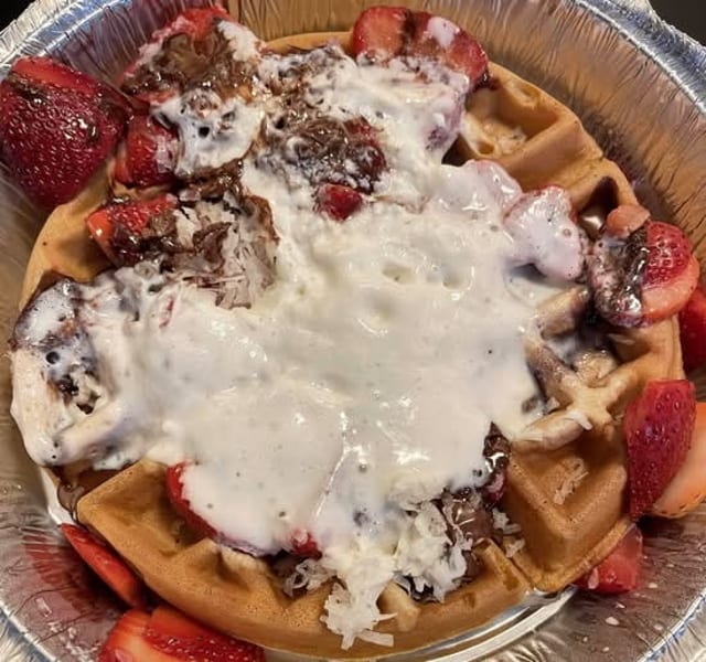 STRAWBERRY COCONUT NUTELLA WAFFLE.